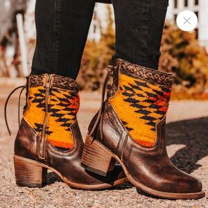 Freebird Songbird distressed booties brown leather size and 8